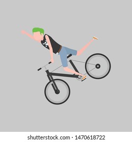Cool vector illustration of man riding on the bike