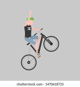 Cool vector illustration of man riding on the bike