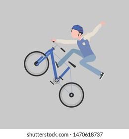 Cool vector illustration of man riding on the bike