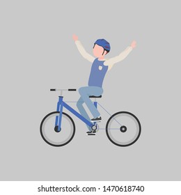 Cool vector illustration of man riding on the bike