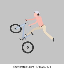 Cool vector illustration of man riding on the bike