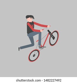 Cool vector illustration of man riding on the bike
