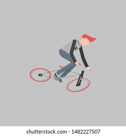 Cool vector illustration of man riding on the bike