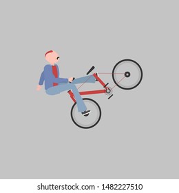 Cool vector illustration of man riding on the bike