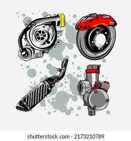 cool vector illustration pack vehicle parts