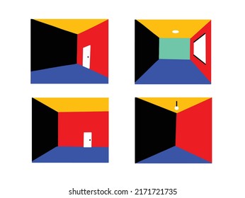 Cool vector illustration of room corners. Abstract inside room tile indoors for backdrop with blank space and area.
