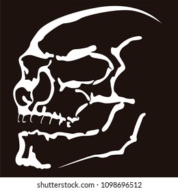 Cool vector illustration of the silhouette of a mean skull in negative contrast.