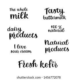 Cool vector lettering about milk and dairy products. 