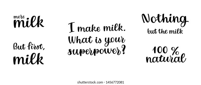 Cool vector lettering about milk and dairy products. 