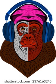 cool vector monkey illustration image
