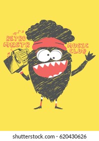 Cool vector music monster ,street monster character.