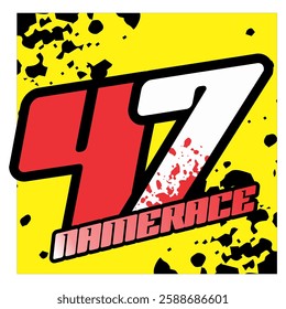 Cool Vector number 48 colorful, 3d concept and NAME RACE text.
