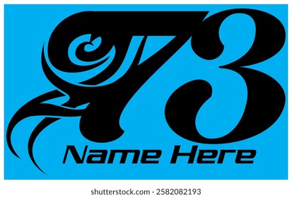 Cool vector number and tribal 73, cool racing number design.