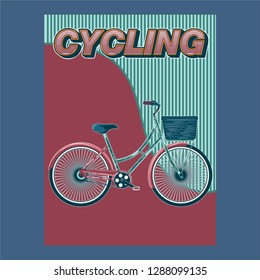 Cool vector poster or banner template on city bike hire rental tours for tourists and city visitors. Travel and tourism concept background