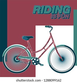 Cool vector poster or banner template on city bike hire rental tours for tourists and city visitors. Travel and tourism concept background