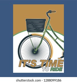 Cool vector poster or banner template on city bike hire rental tours for tourists and city visitors. Travel and tourism concept background