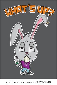 Cool vector rabbit sticker/ Editable Eps 10.