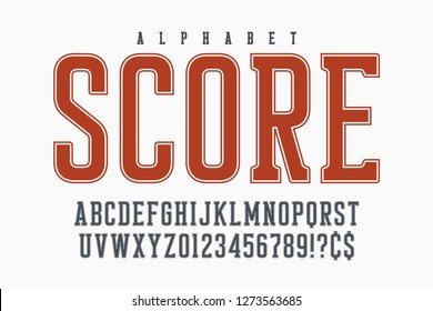 Cool vector retro design of alphabet, typeface, font, letters and numbers