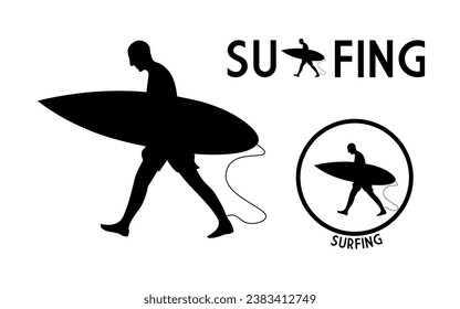 A cool vector silhouette surfing logo in eps format suitable for surfing championship designs or sea sports