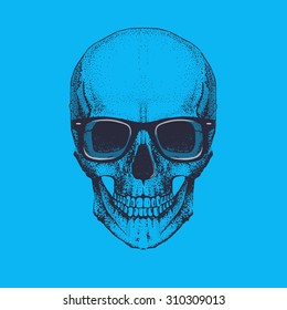 Cool vector skull illustration with stylish glasses