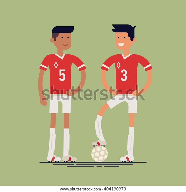 Cool Vector Soccer Football Players Standing Stock Vector