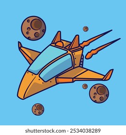 Cool vector spaceship illustration mascot