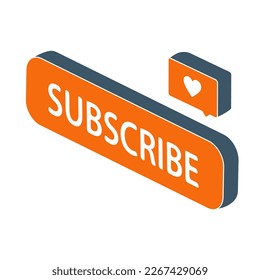 Cool vector subscribe button with like in flat design. Ideal for video streaming website banners, blogs, content updates and news feed