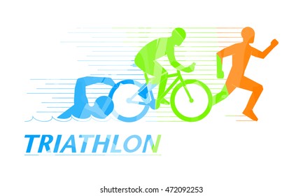 Cool vector symbol for triathlon. Stylish logo for triathlon on white background.