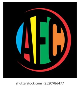 COOL Vector text AFC Fullcollor, circle design, black background. 