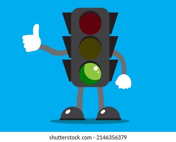 Cool vector of traffic light characters with signs that you may pass or go on, don't stop, suitable for symbol icon designs or road sign illustrations

