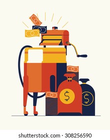 Cool vector trendy flat design illustration on money laundering | Filthy money legalizing process concept | Financial crime metaphoric design