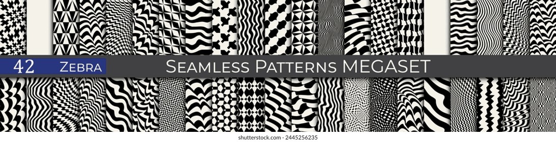 Cool vector zebra pattern set. Hipster minimal pattern collection.