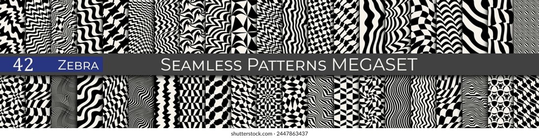 Cool vector zebra pattern set. Hipster minimal pattern collection.