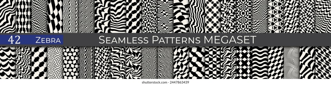 Cool vector zebra pattern set. Hipster minimal pattern collection.