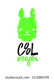 Cool vegan slogan graphic, with llama sign vector illustrations. For t-shirt print and other uses. Part of set
