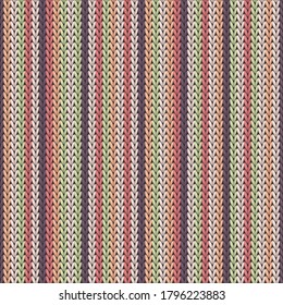 Cool vertical stripes knit texture geometric vector seamless. Plaid knit tricot  fabric print. Scandinavian style seamless knitted pattern. Winter holidays wallpaper.