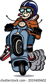 cool vespa motorcycle character logo