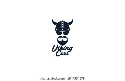 cool viking head with sunglasses logo vector icon design