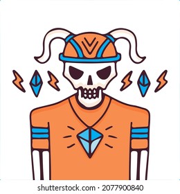 Calavera de vibración fría con ilustración de collar de diamantes. Gráficos vectoriales para impresiones de merch y otros usos.