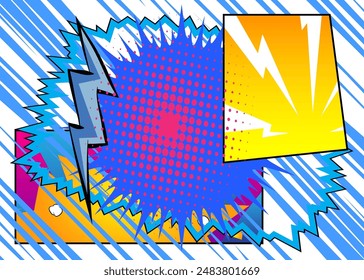 Cool vintage abstract cartoon backdrop, comic book background. Retro vector comics pop art design.