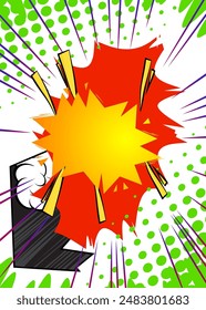 Cool vintage abstract cartoon backdrop, comic book background. Retro vector comics pop art design.