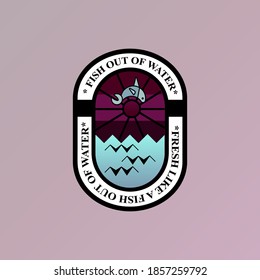 Cool Vintage Stained Glass Fish Out of Water Company Logo Design Vector Great for Any Businesses/Companies/Projects Niche