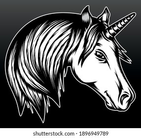 Cool vintage unicorn. Premium vector
