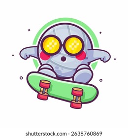 cool volleyball ball character mascot playing skateboard isolated cartoon