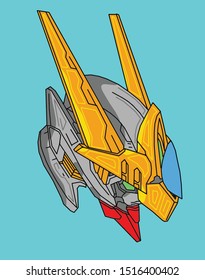 cool warrior robot helmet seen from the side
