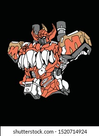 cool warrior robot with sacred geometry