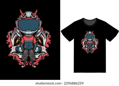 THE COOL WARRIOR WITH SAMURAI AND KITSUNE MASK