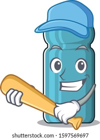 Cool water bottle Scroll cartoon character design with baseball