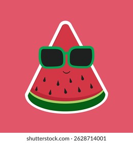 Cool watermelon character with sunglasses and smile, great for summer party designs or cute merch