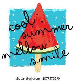 
Cool watermelon illustration, vector, summer graphic design.